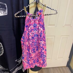 Lilly Pulitzer size L Vibrant Pink and Blue Halter top